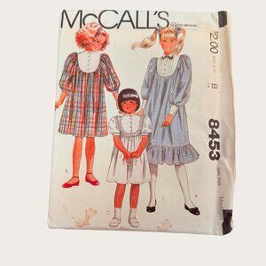 Vintage 1980s McCalls Sewing Pattern 8453 Girls Dress Size Medium Uncut